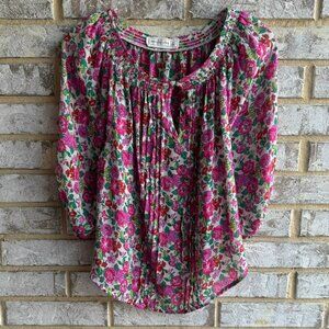Abercrombie & Fitch 3/4 Sleeve Sheer Floral Blouse Women's Size S